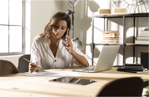 Women calling and writing